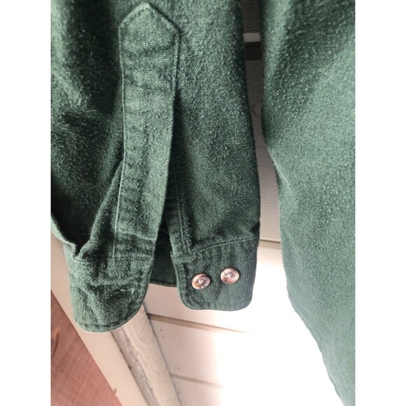 Field & Stream Green Flannel long sleeve Button Down Shirt  Pockets sz L VTG - Picture 8 of 10